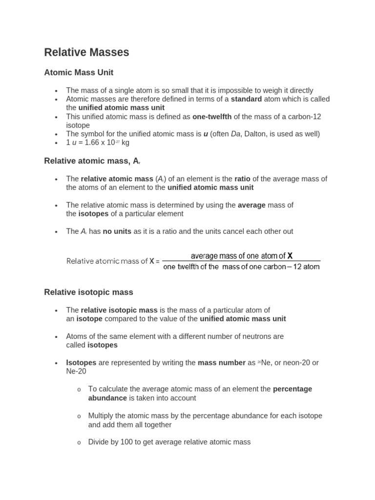 Understanding Atomic and Molecular Masses | PDF | Mole (Unit) | Molecules
