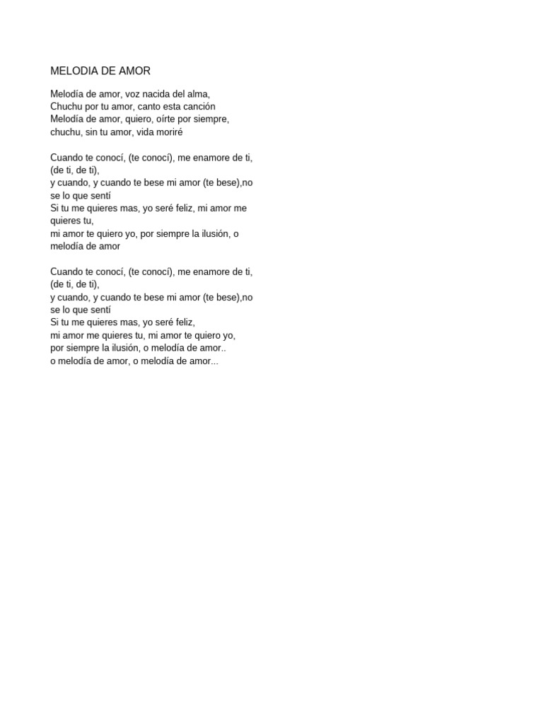 Melodía De Amor Letra Y Sentimientos Pdf