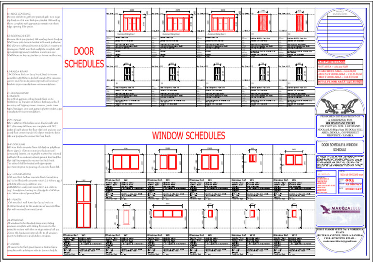 005 - Door Schedule & Window Schedule - MR Bwezani Phiri | PDF