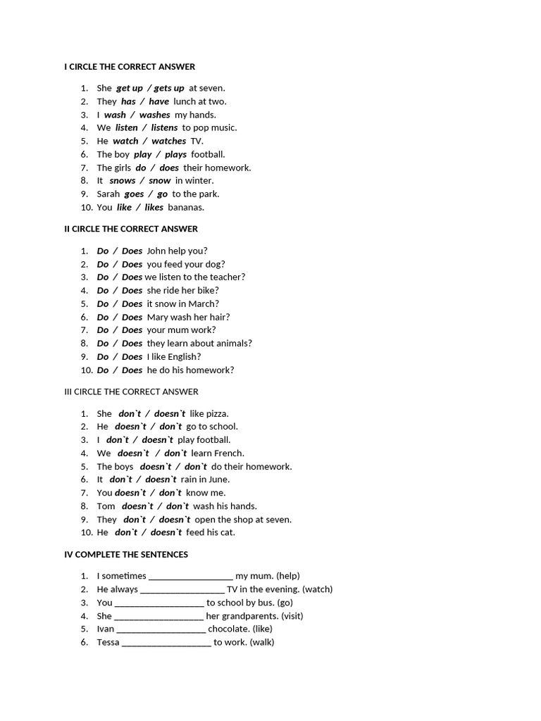 Correct Answers for English Exercises | PDF