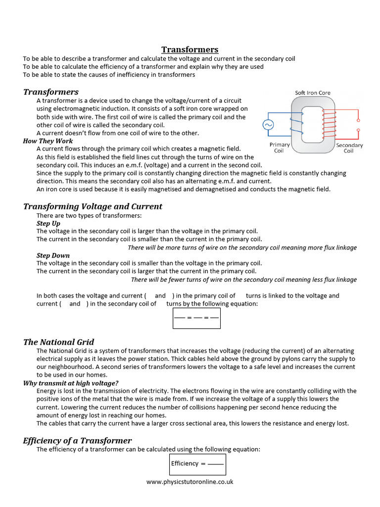 Transformer Concepts and Calculations | PDF | Inductor | Transformer