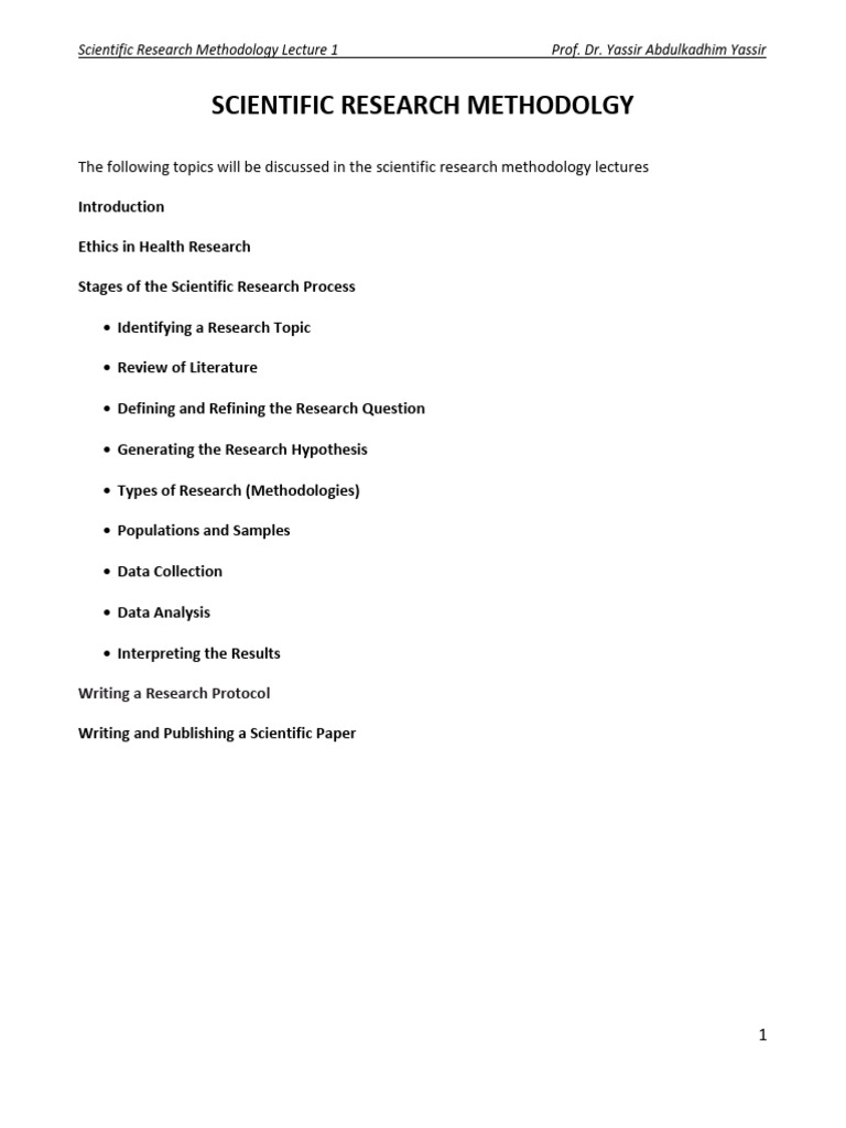 Lecture 1 Scientific Research Methodology | PDF | Scientific Method ...