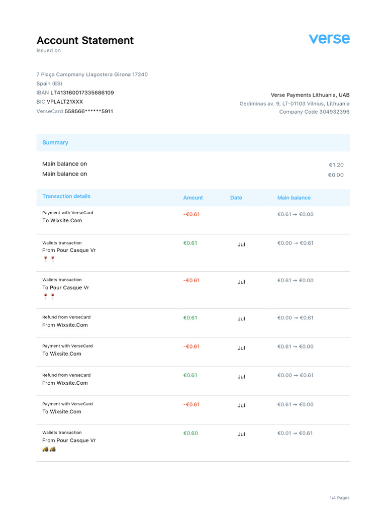 Verse Bank Statement | PDF | Banking Technology | Financial Services