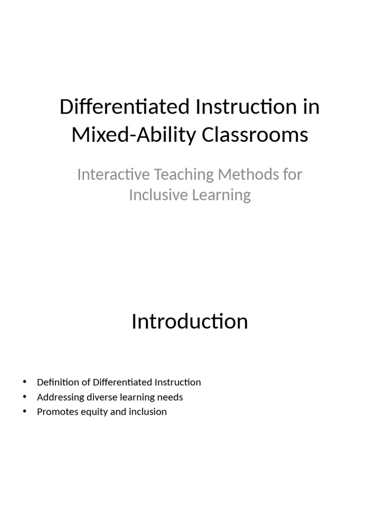 Differentiated Instruction Mixed Ability Classroom | PDF