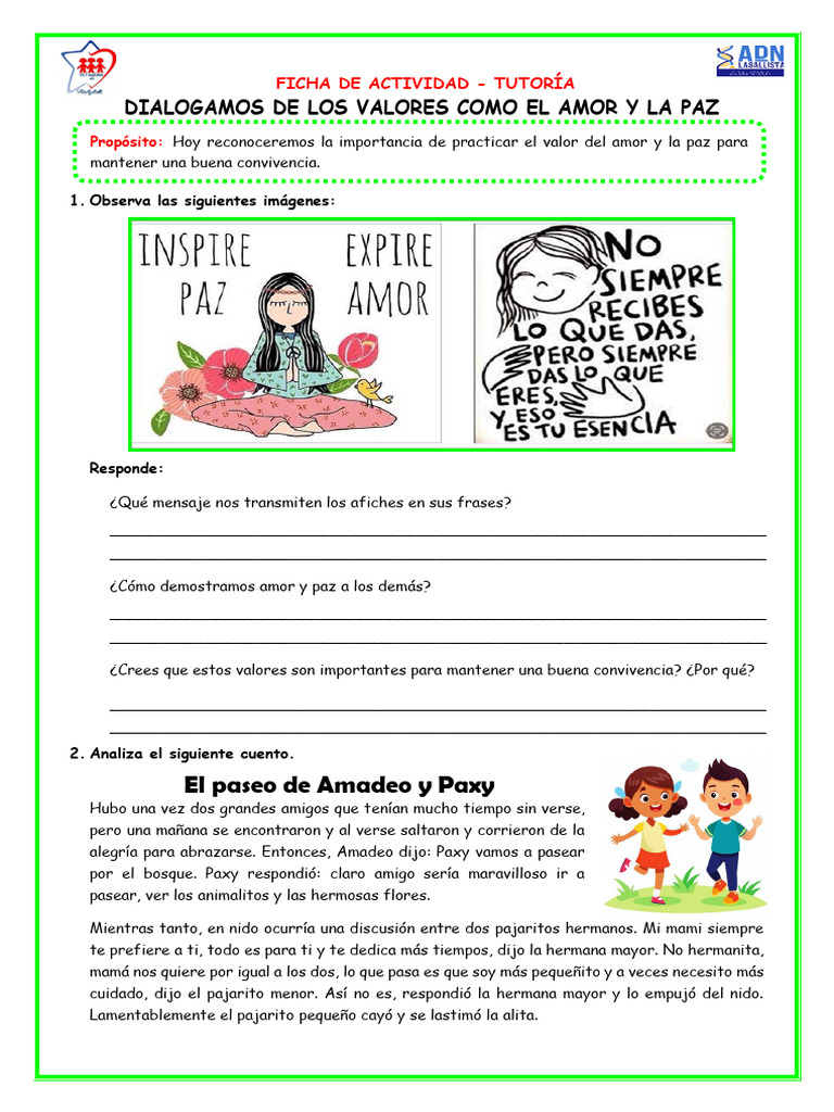 Valor del Amor y la Paz en Convivencia | PDF | Amor