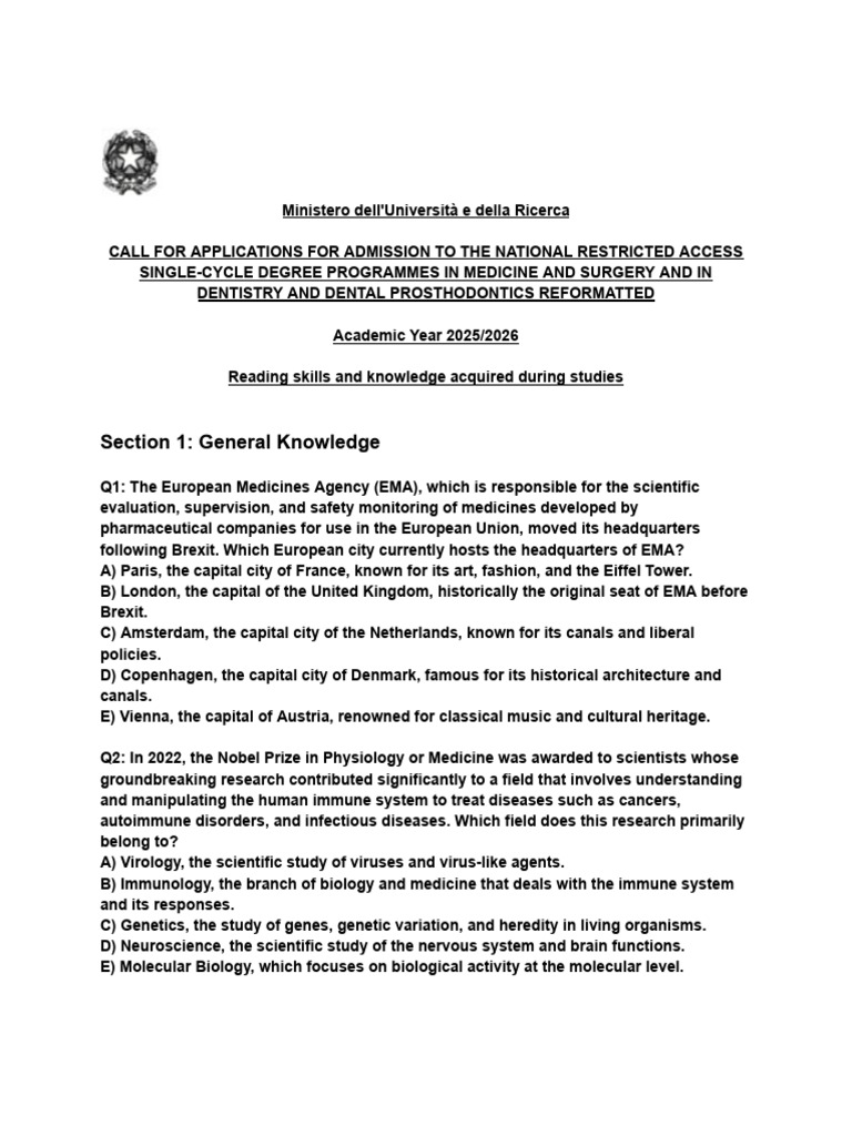 IMAT Same Pattern Mock Test 1 | PDF | Chemical Polarity | Chemical Bond