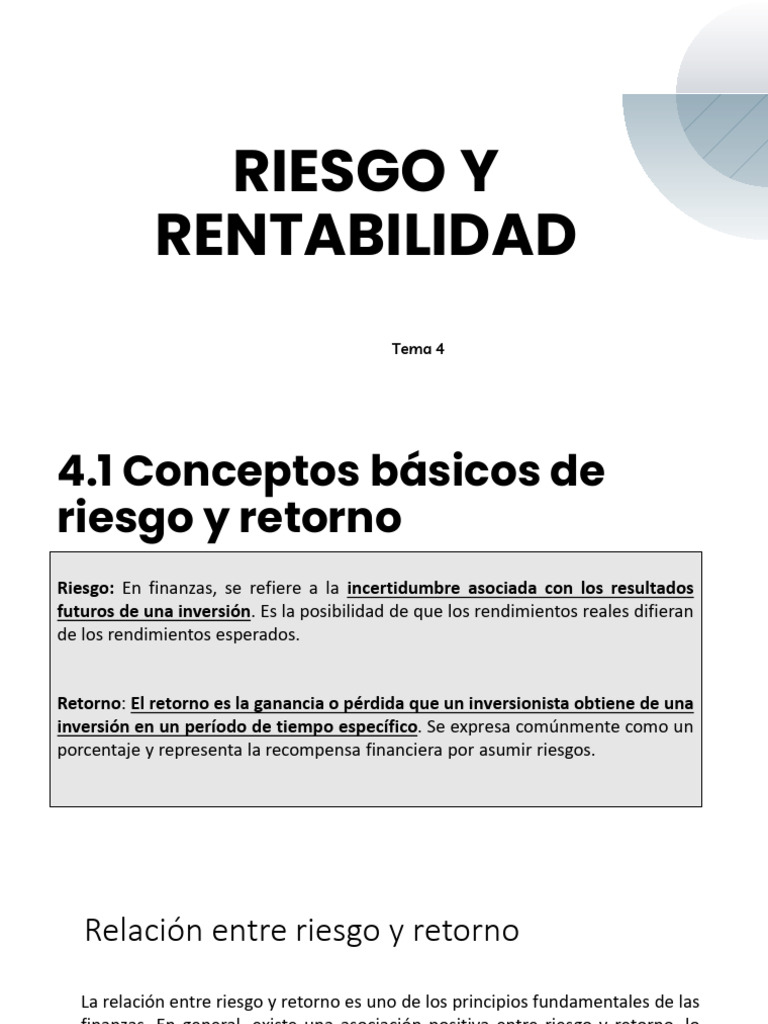 Tema 4 - Riesgo y Rentabilidad | PDF | Modelo de fijación de precios de ...