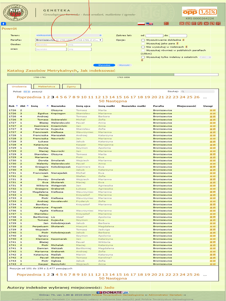 Geneteka Baza Polskiego Towarzystwa Genealogicznego | PDF