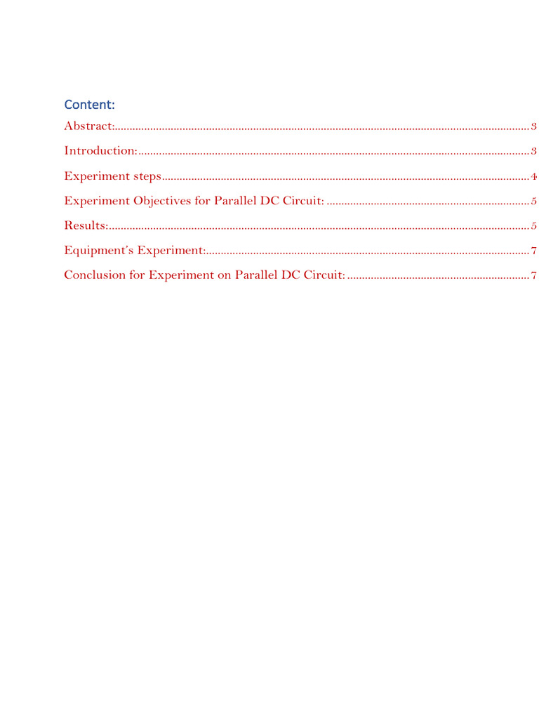 Parallel DC Circuit Experiment Analysis | PDF | Series And Parallel ...