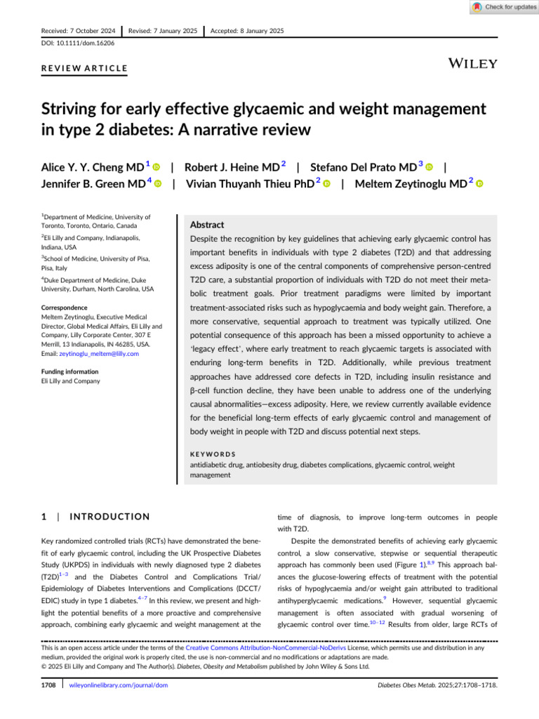 Early Glycaemic Control in T2D Management | PDF | Diabetes | Diabetes ...