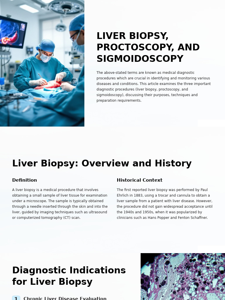 Liver Biopsy, Proctoscopy, Sigmoidoscopy Guide | PDF | Colonoscopy | Biopsy