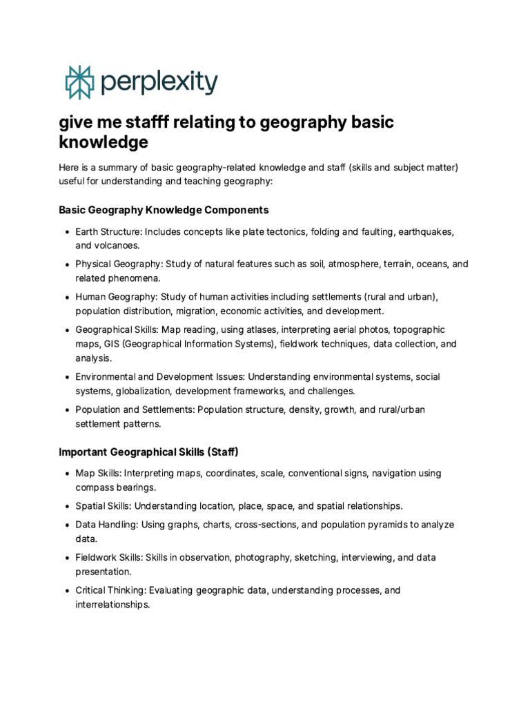 Essential Geography Knowledge for Educators | PDF | Geography | Map