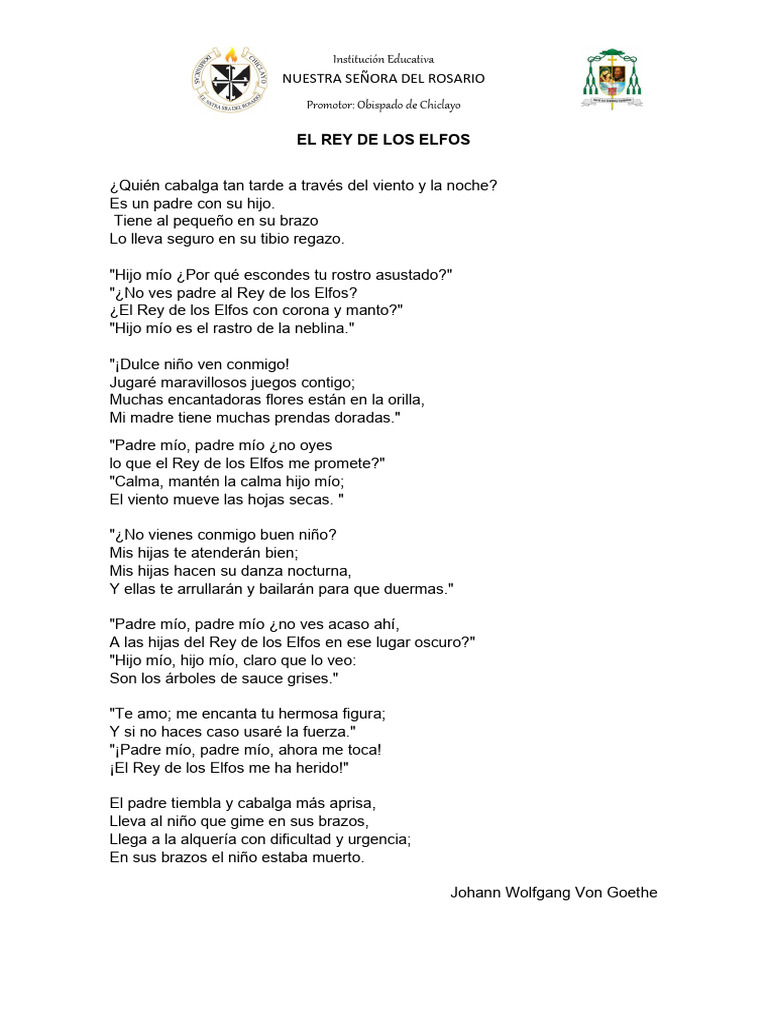 El Rey de los Elfos: Poema de Goethe | PDF