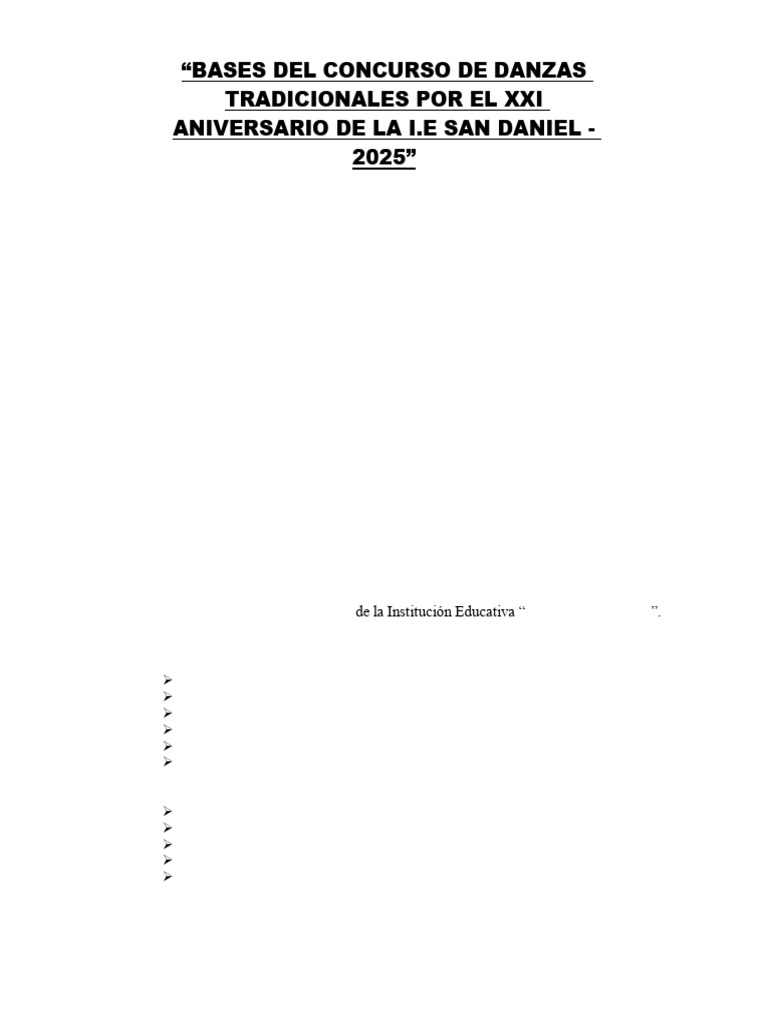 Bases para El Concurso de Danzas San Daniel 2025 | PDF | Bailes
