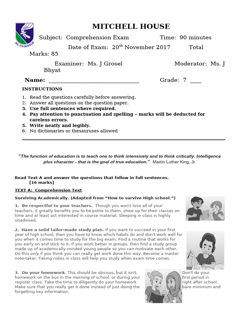 Reading and Viewing Paper Grade 7 Term 4 2017 | PDF | Poetry