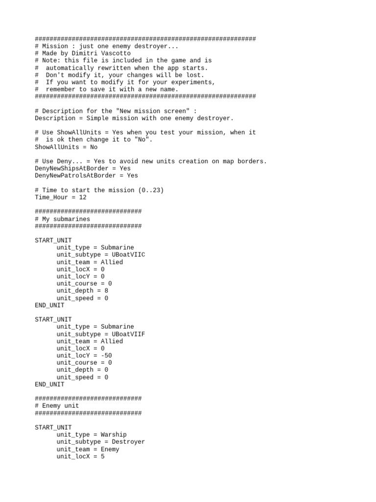 One Enemy Destroyer Mission Setup | PDF