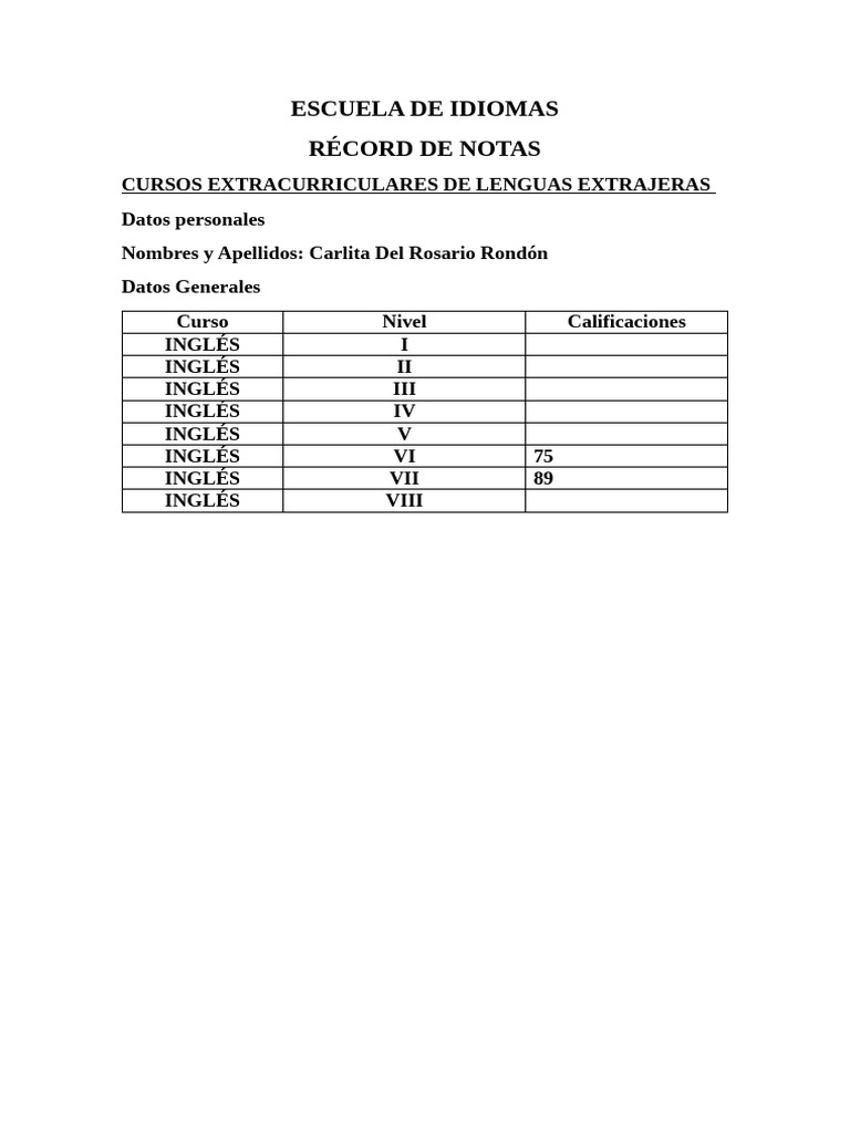 Récord de Notas | PDF
