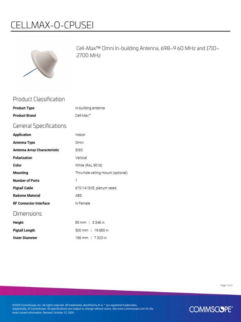 Cell-Max™ Omni Antenna Specifications | PDF | Antenna (Radio ...