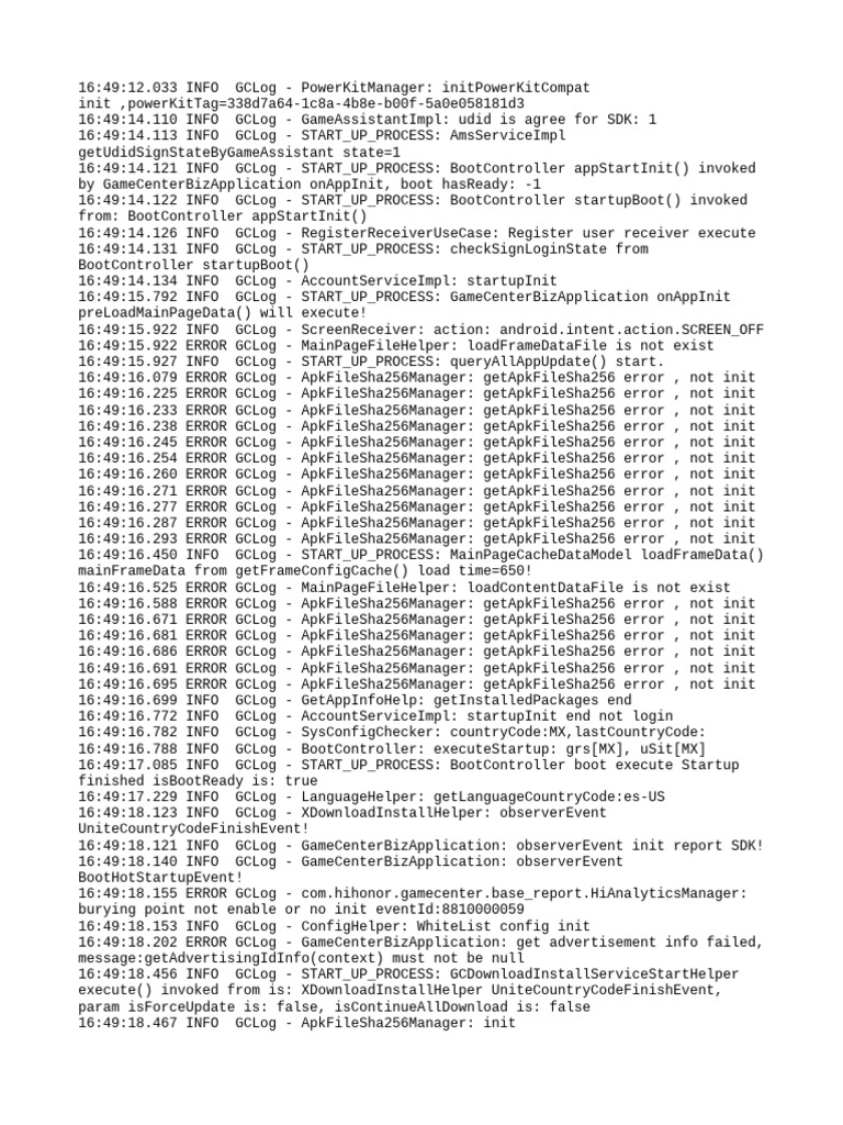 GameCenter Initialization Log Analysis | PDF | Computing | Software