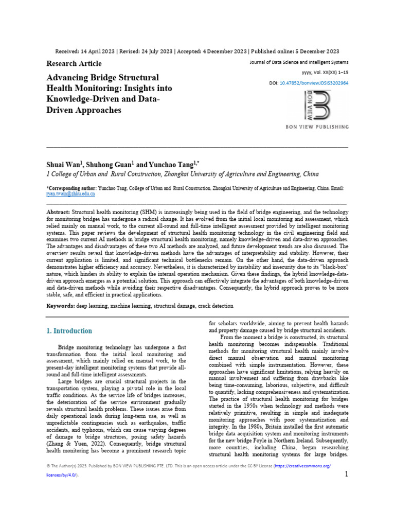 Bridge Health Monitoring: AI Approaches | PDF | Machine Learning | Deep ...