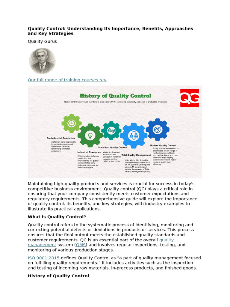 Quality Control: Importance & Strategies | PDF | Quality (Business ...