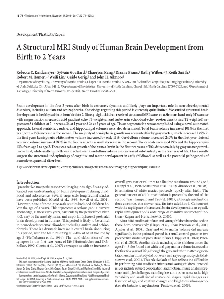 A Structural MRi Study of Human Development From Birth to 2 Yearsfull ...