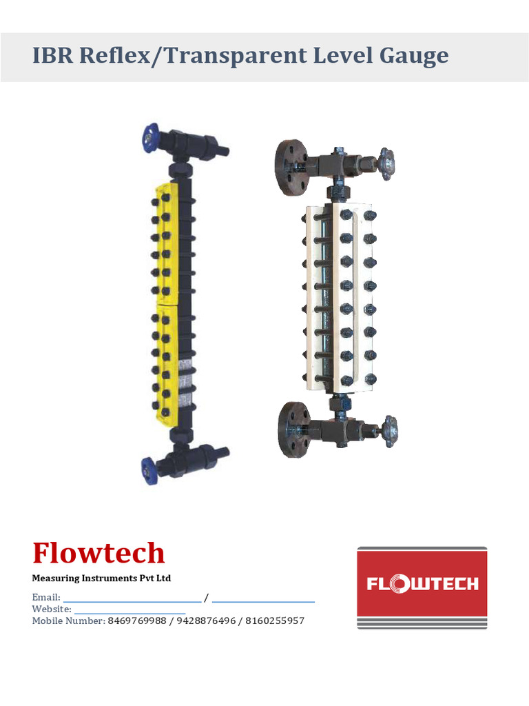 IBR Reflex Level Gauge Specifications | PDF | Glasses | Liquids
