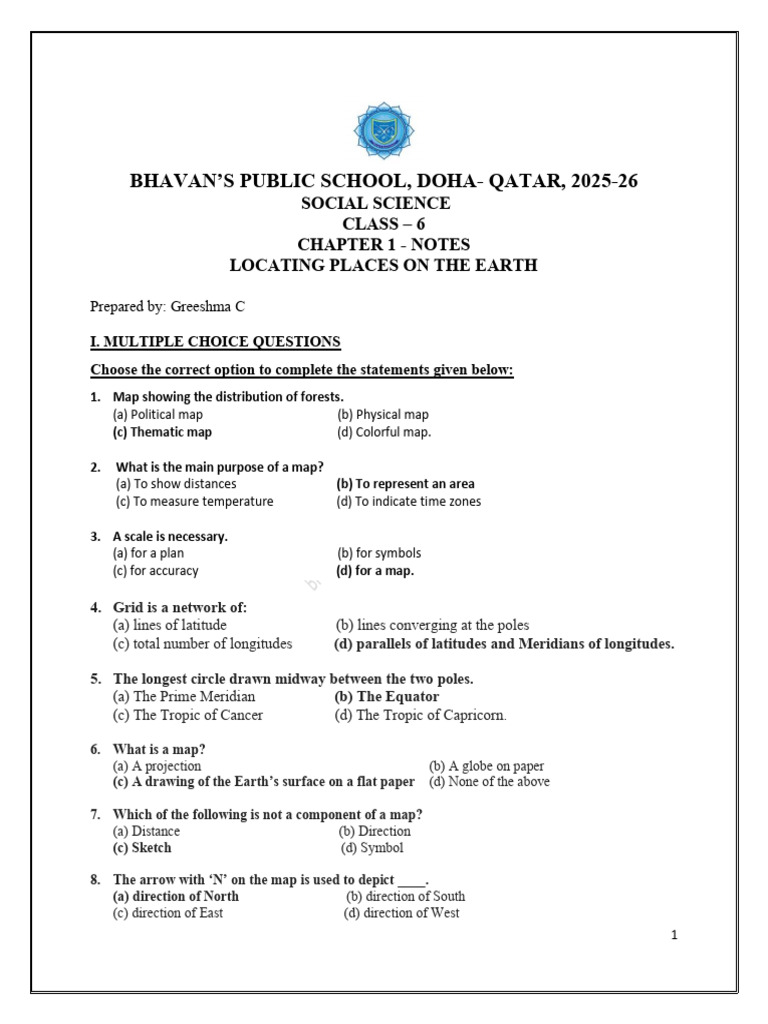 Class 6 Social Science: Earth Mapping Notes | PDF | Longitude | Latitude