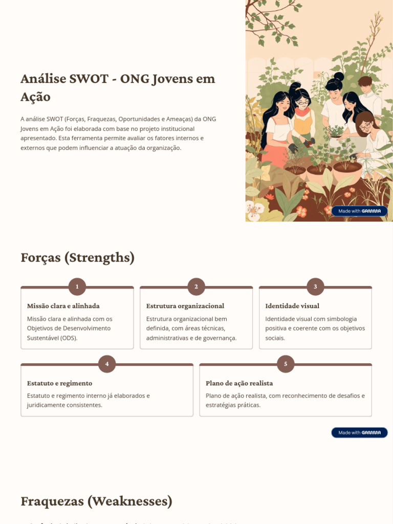 Análise SWOT da ONG Jovens em Ação | PDF | Análise SWOT | Economias