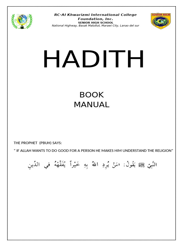 Book Manual in Hadith. | PDF | Hadith | Muhammad