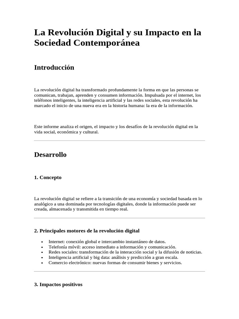 Impacto de la Revolución Digital en la Sociedad | PDF | Edad de ...