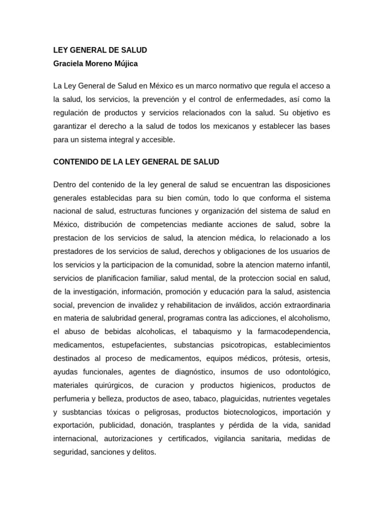 Ley General de Salud en México: Resumen y Estructura | PDF | Cuidado de ...