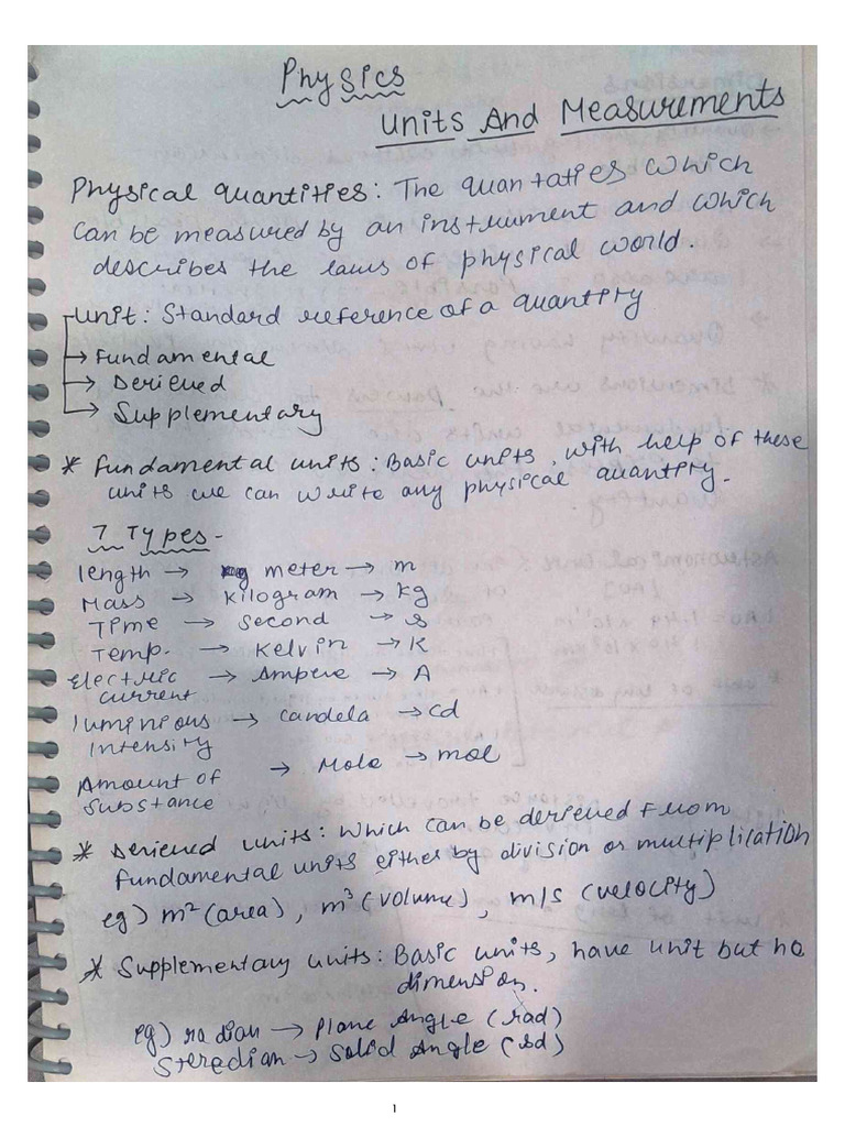 Units and Dimensions Physics Full | PDF