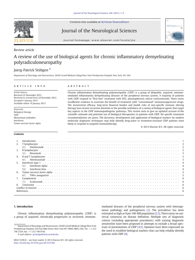 Biological Agents in CIDP Treatment | PDF | T Cell | Interferon