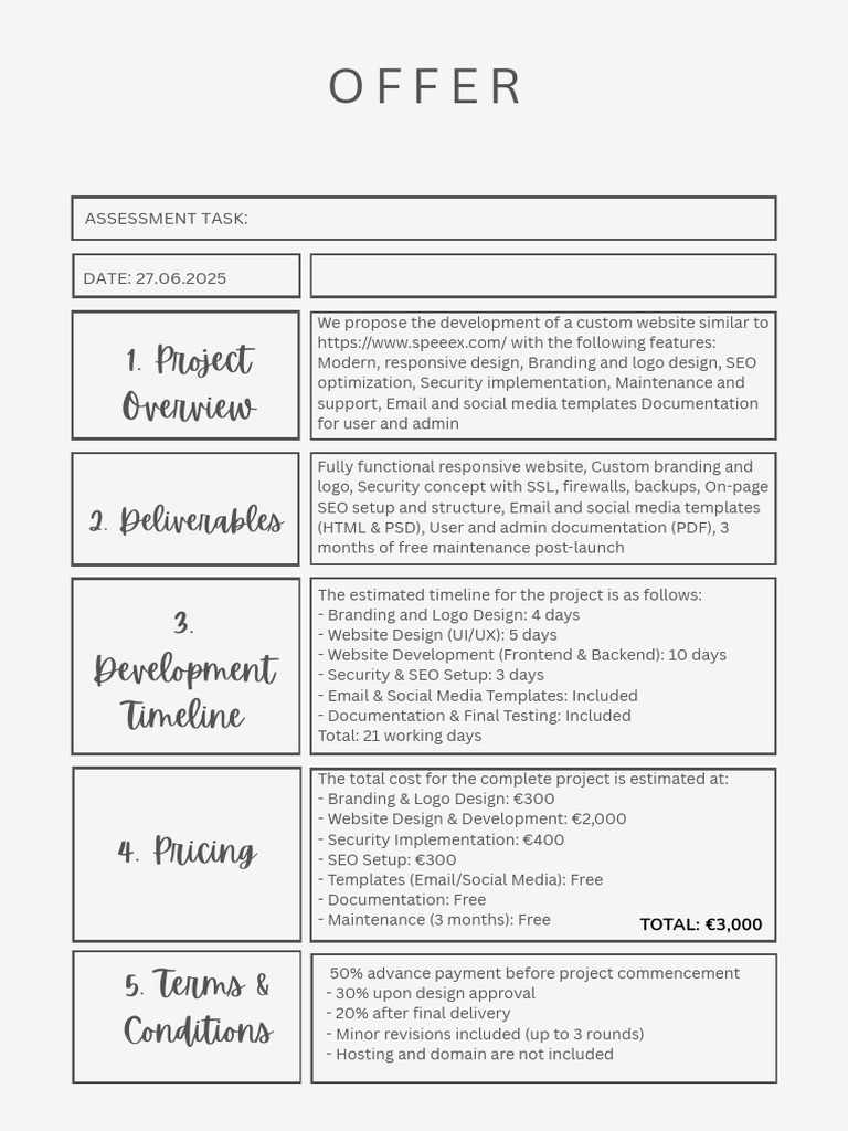 Offer: 1. Project | PDF