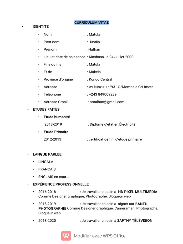 CV de Nathan Matula : Designer Graphique | PDF