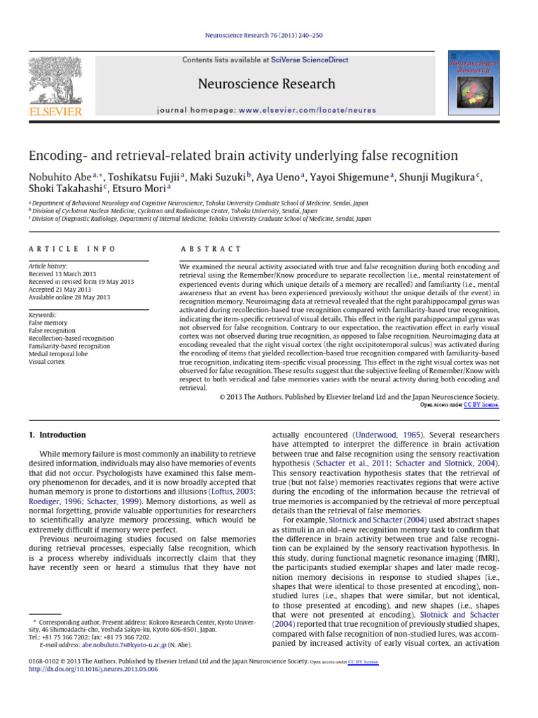 Encoding - and Retrieval-Related Brain Activity Underlying False ...