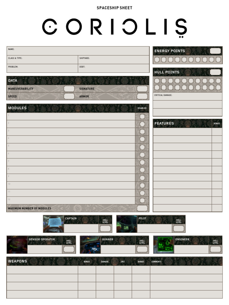 Comprehensive Spaceship Data Sheet | PDF