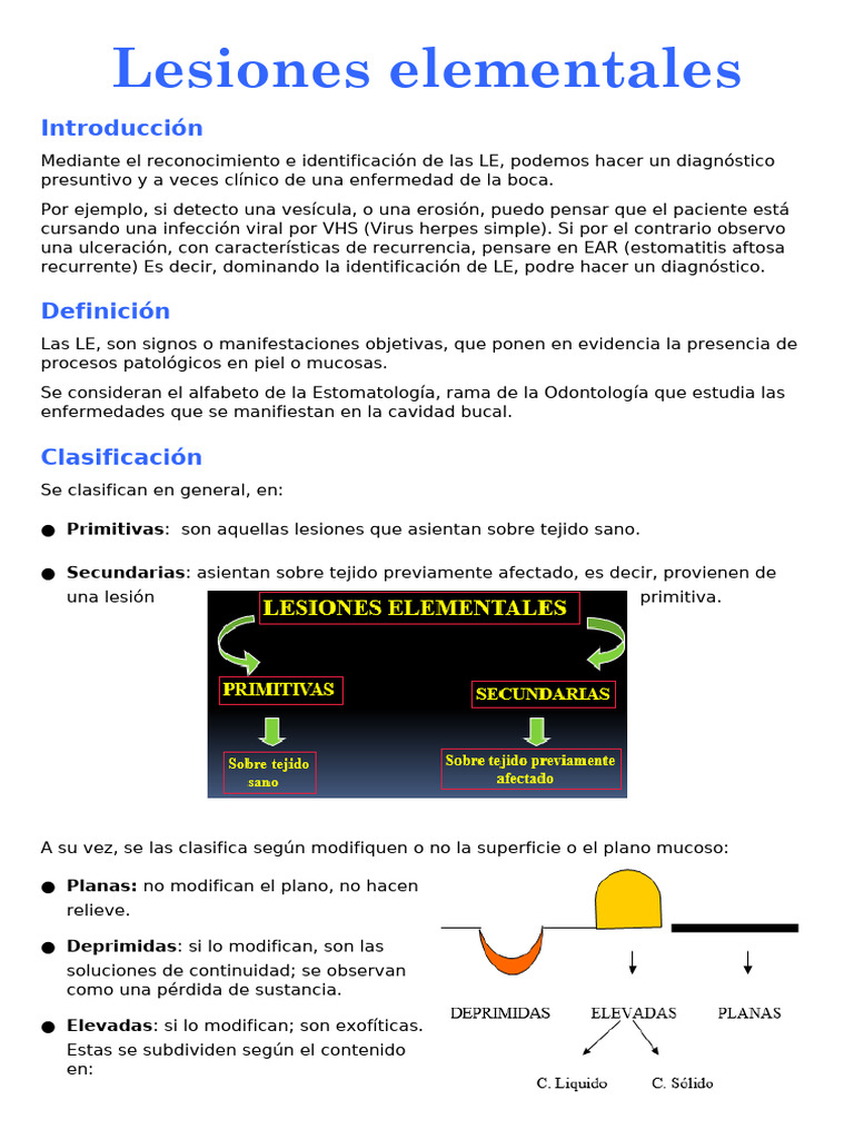 Lesiones Elementales | PDF | Odontología | Inflamación