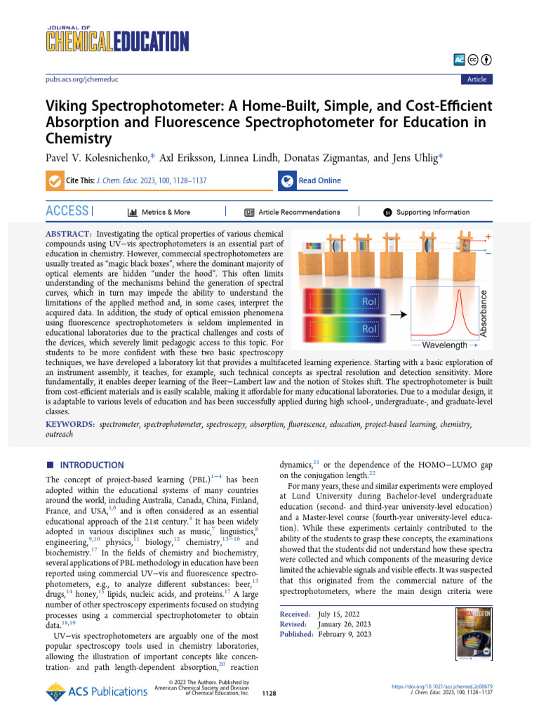Affordable DIY Spectrophotometer for Education | PDF | Spectroscopy ...