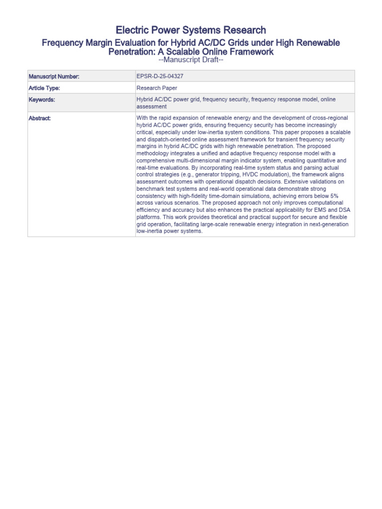 Frequency Margin Assessment in Hybrid Grids | PDF | Electrical Grid ...