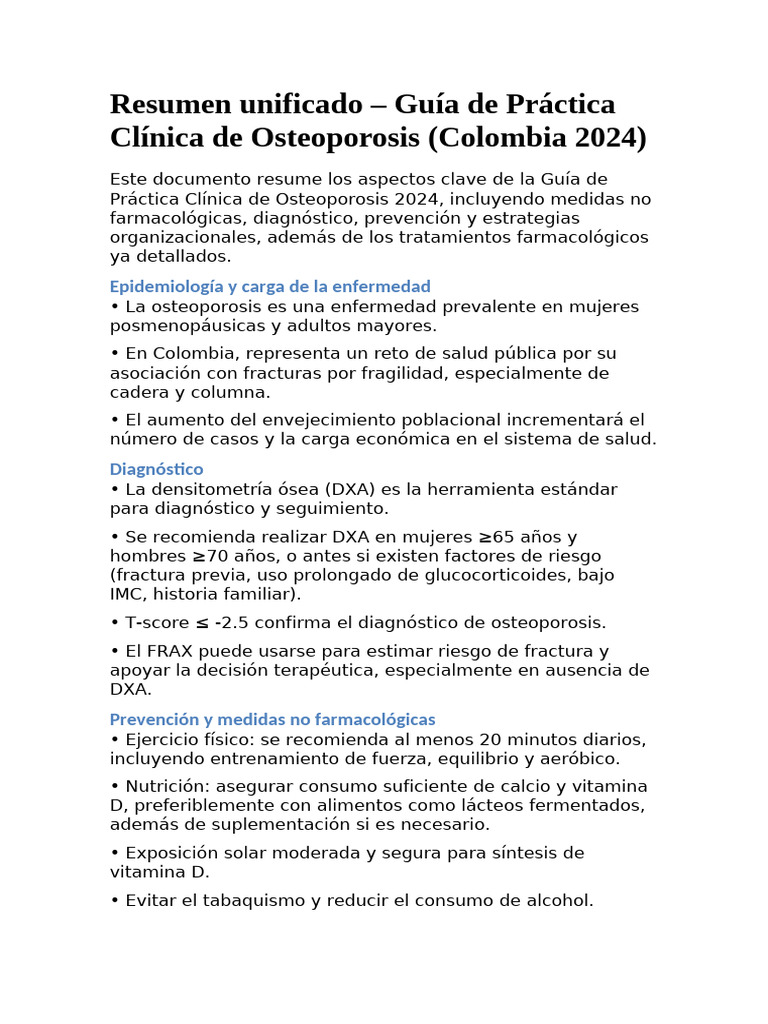Guía Clínica de Osteoporosis 2024 en Colombia | PDF | Osteoporosis ...