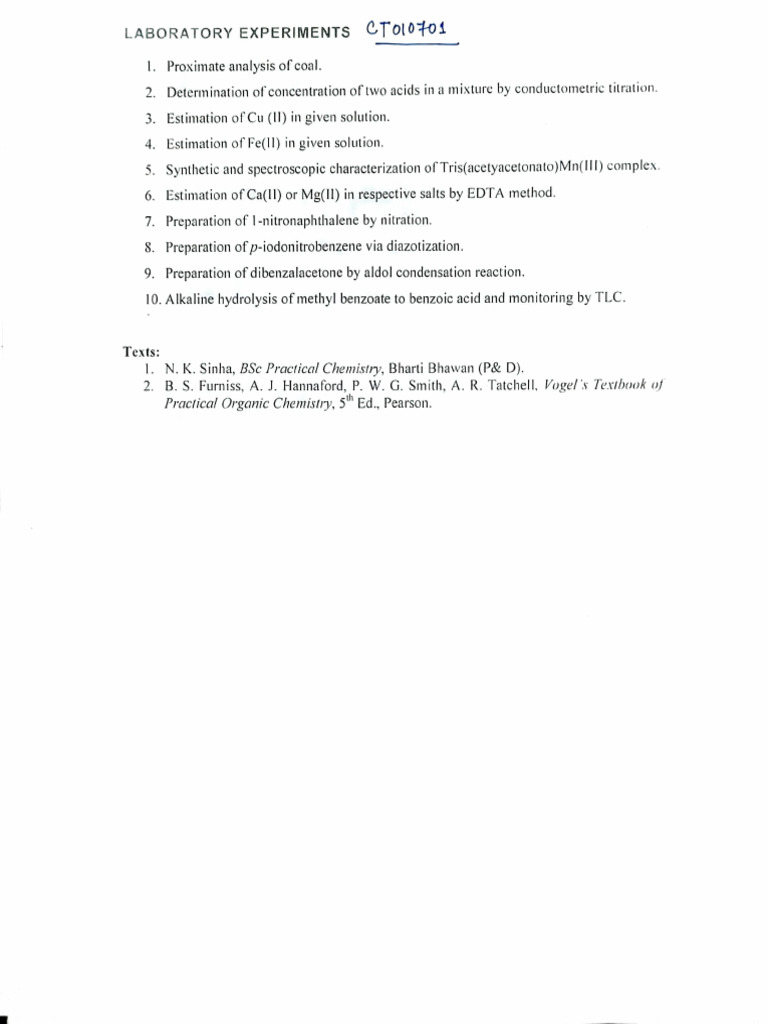 List of Experiments | PDF