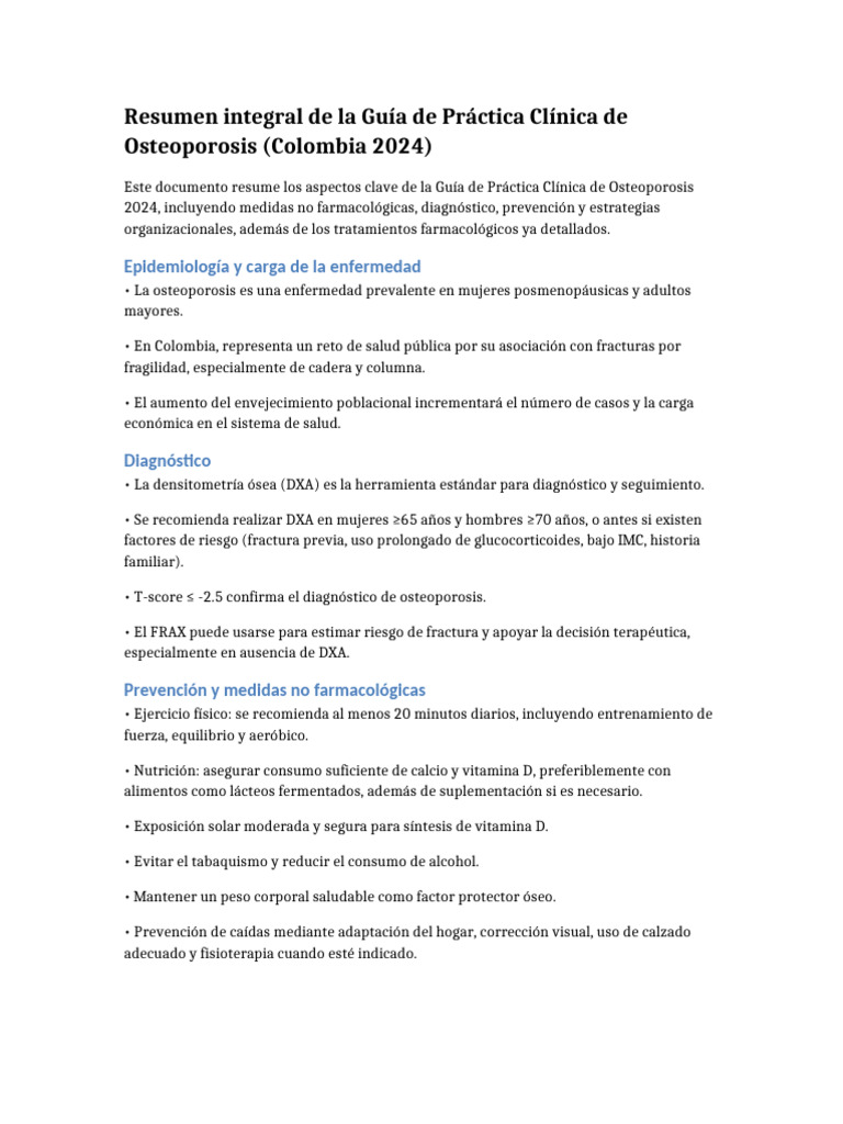 Guía de Osteoporosis Colombia 2024 | PDF | Osteoporosis | Medicina CLINICA