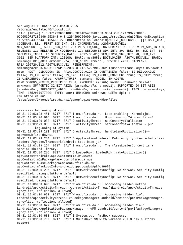 Android Logcat Error Analysis Report | PDF | Android (Operating System ...