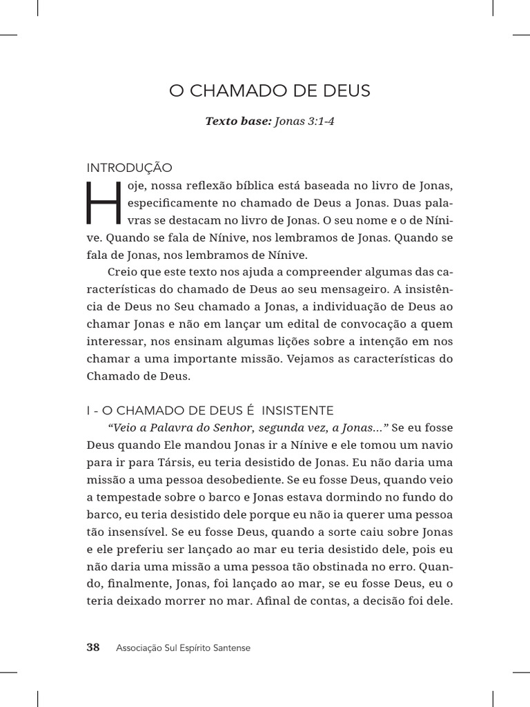 06 O Chamado de Deus | PDF | Jonas | Deus