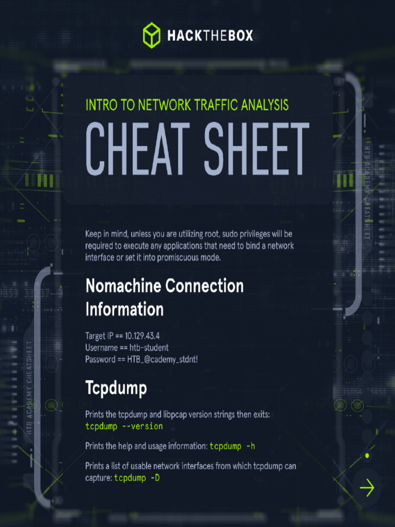 Cheatsheet Intro To Network Traffic Analysis | PDF