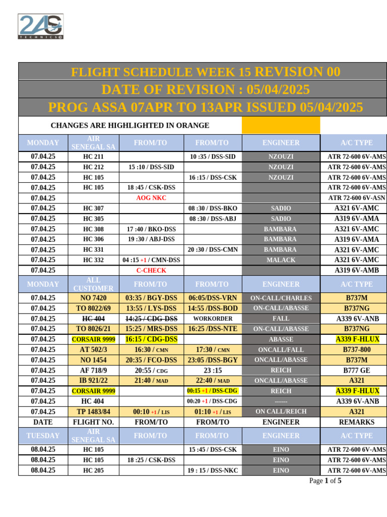 Flight Schedule Week 15 Update | PDF | Aircraft | Wing Configurations