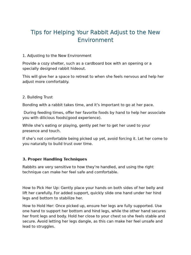 Tips For Helping Your Rabbit Adjust To The New Environment | PDF