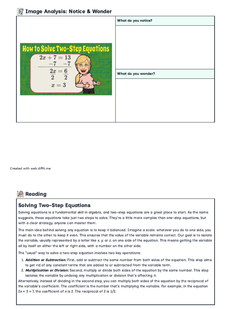 Mastering Two-Step Equations Guide | PDF | Equations | Variable ...